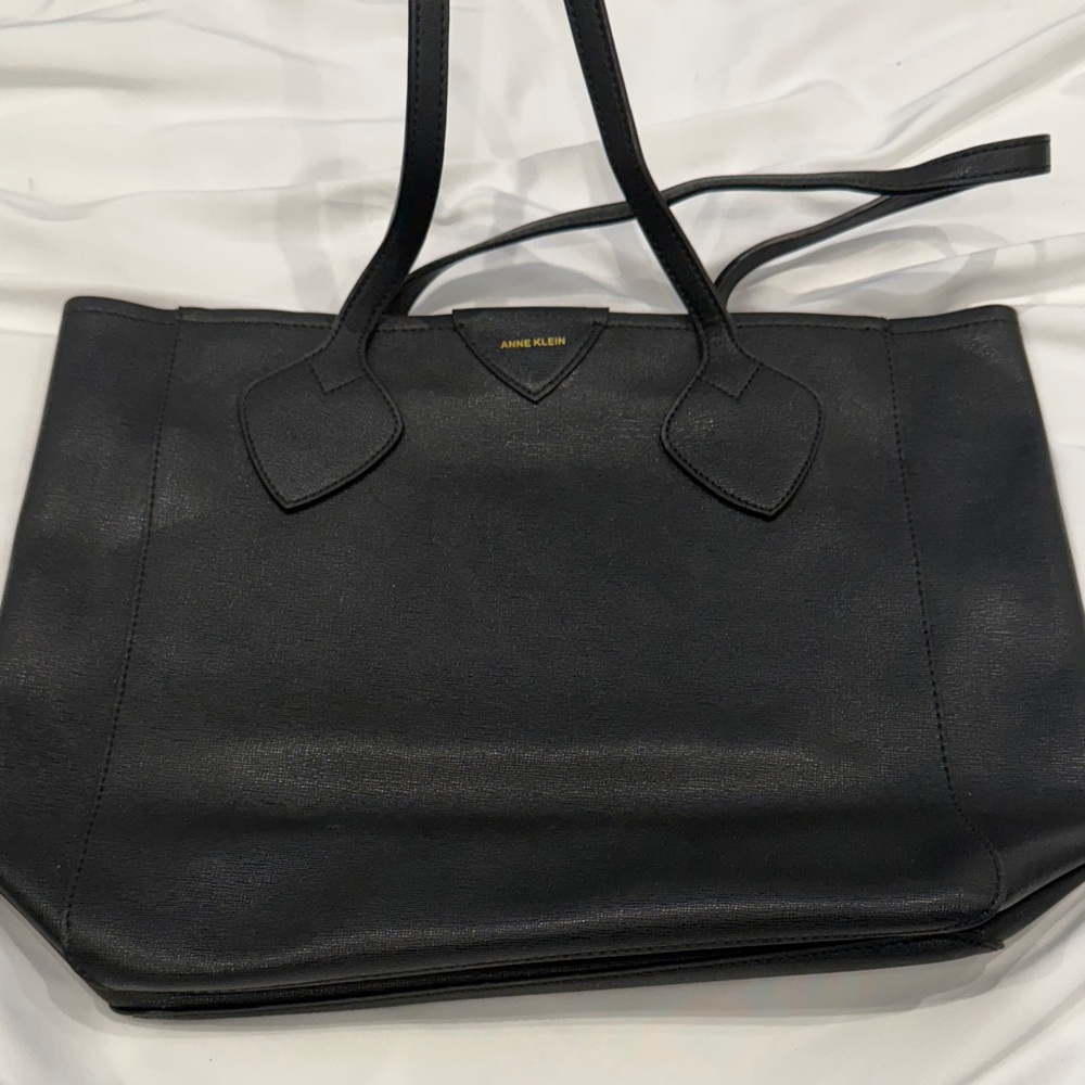 Anne Klein Classic Structured Tote with Gold Hardware Stiff vinyl